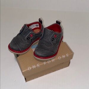 Toms Gray and Red Slip-On Sneakers Size Tiny 4 Shoes